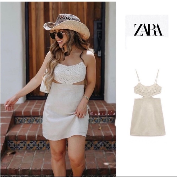 ZARA COMBINATION CROCHET CUT OUT DRESS - Picture 6 of 11